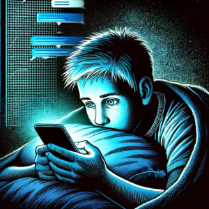 Lukas starrt auf sein Handy