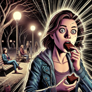 Clara merkt, dass es kein normaler Brownie ist